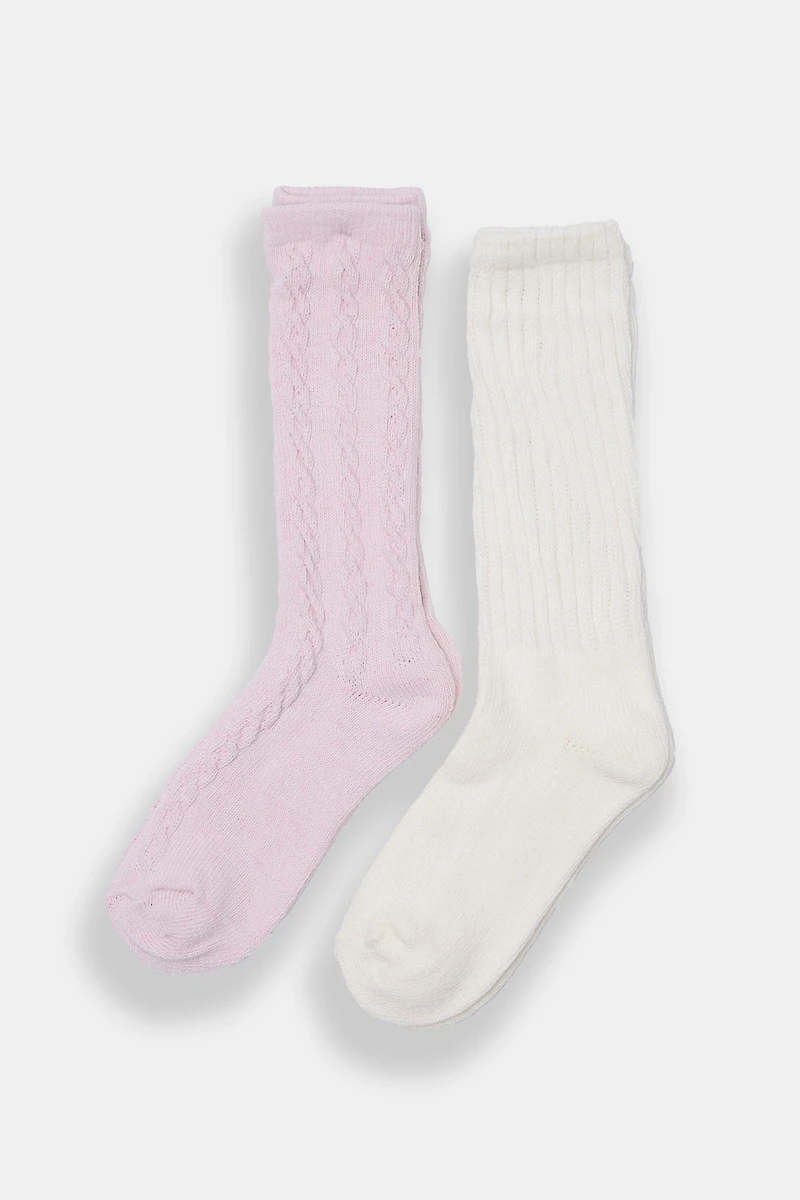 Ribbed Cable Knit Socks 2-Pack