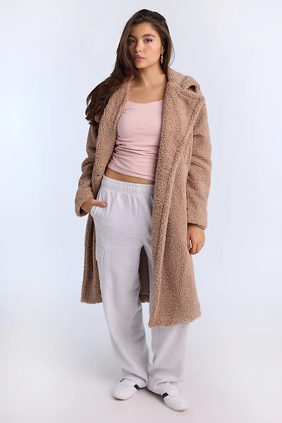 Manteau long en bouclé