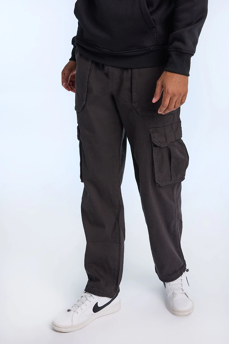 Pantalon cargo en sergé coupe ample homme
