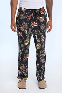 Pantalon de pyjama en peluche motif tattoo homme