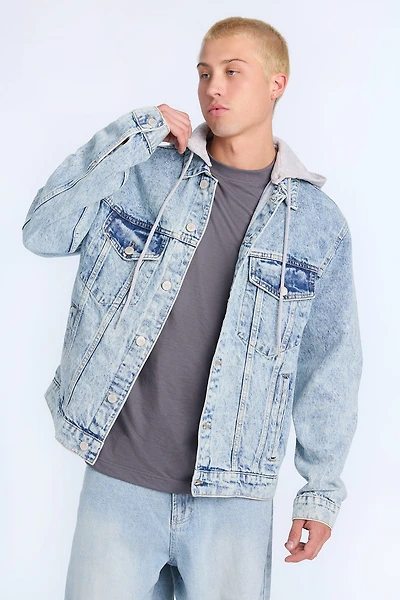Veste en denim à capuchon homme