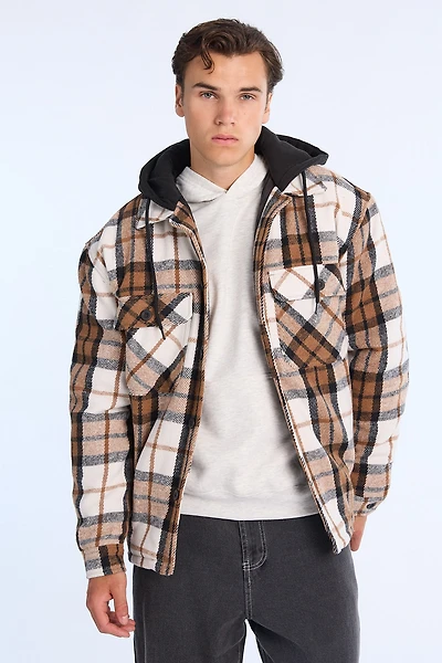 Surchemise à capuchon en flanelle doublée homme