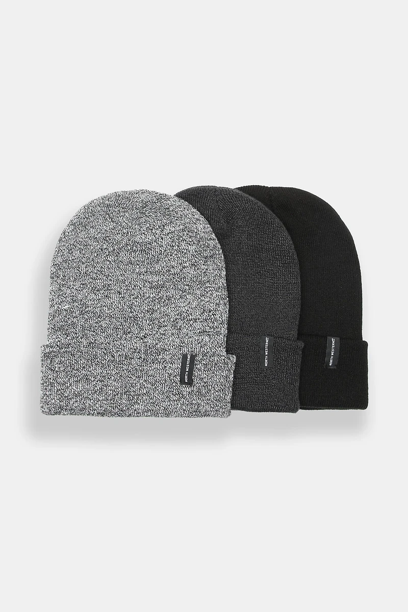 Rolled Cuffed Beanie 3-Pack