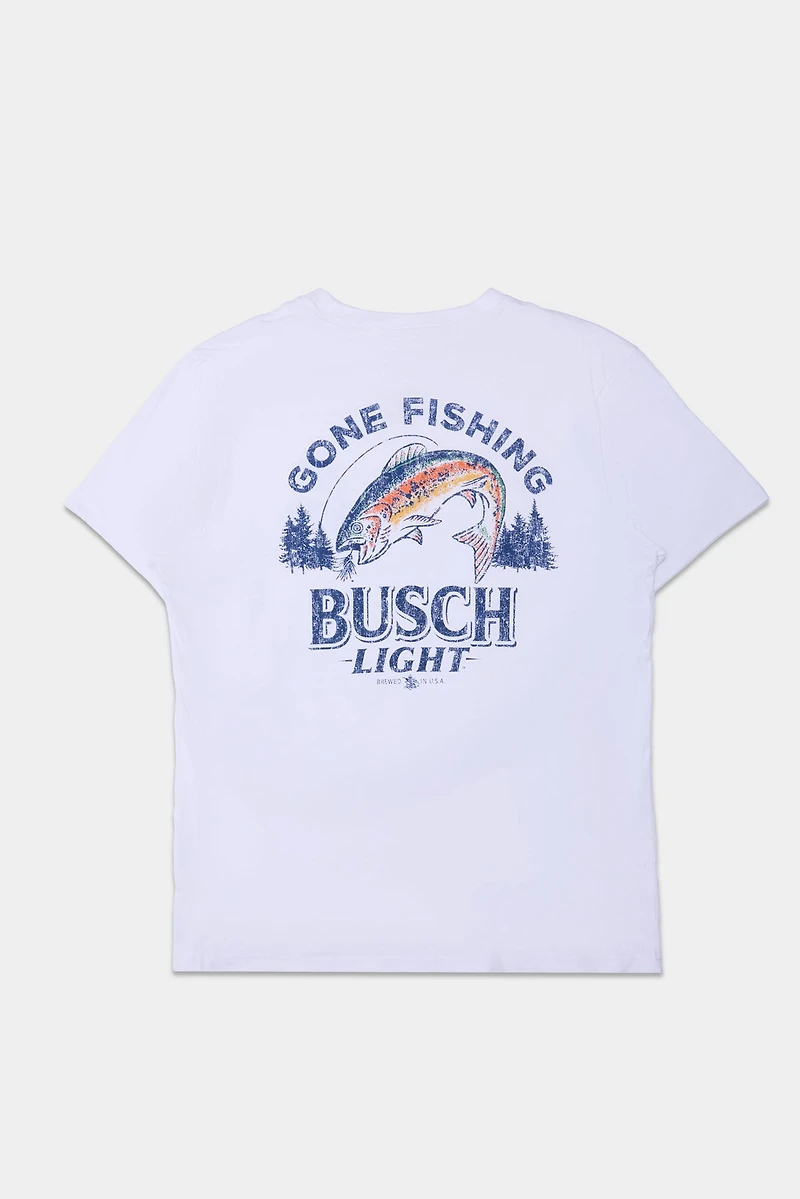 Mens Busch Light Gone Fishing Graphic T-Shirt