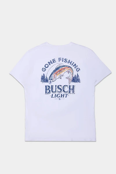 Mens Busch Light Gone Fishing Graphic T-Shirt
