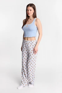 Ensemble débardeur et pantalon pyjama en tricot pointelle imprimé