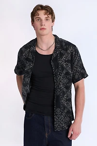 Arsenic Mens Bandana Print Gauze Button-Up