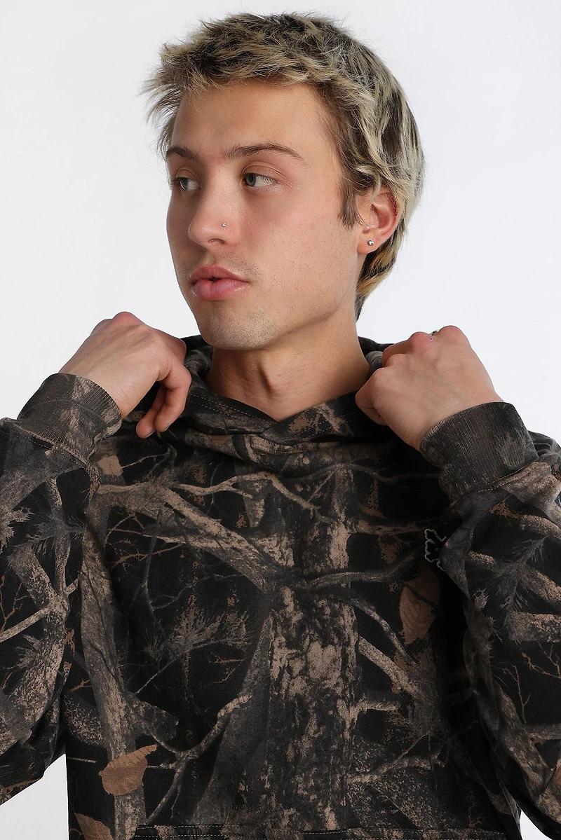 Haut à capuchon coupe carrée camouflage arbre Zoo York