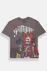 Southpole Flaming Skeleton Graphic Tee