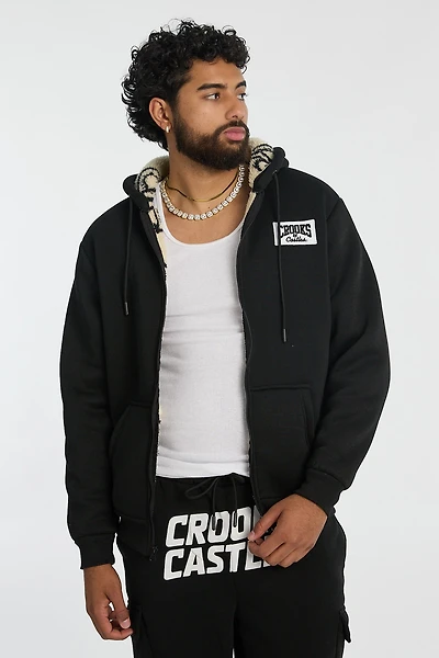 Mens Crooks & Castles Sherpa Lined Zip-Up Hoodie