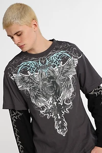 Arsenic Skull Graphic Long Sleeve 2-Fer Tee