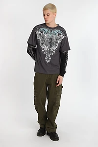 Arsenic Skull Graphic Long Sleeve 2-Fer Tee