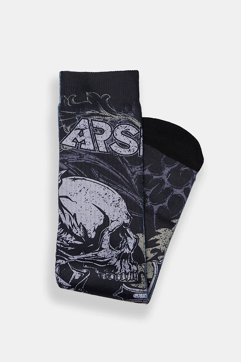 Arsenic Skull Printed Crew Socks