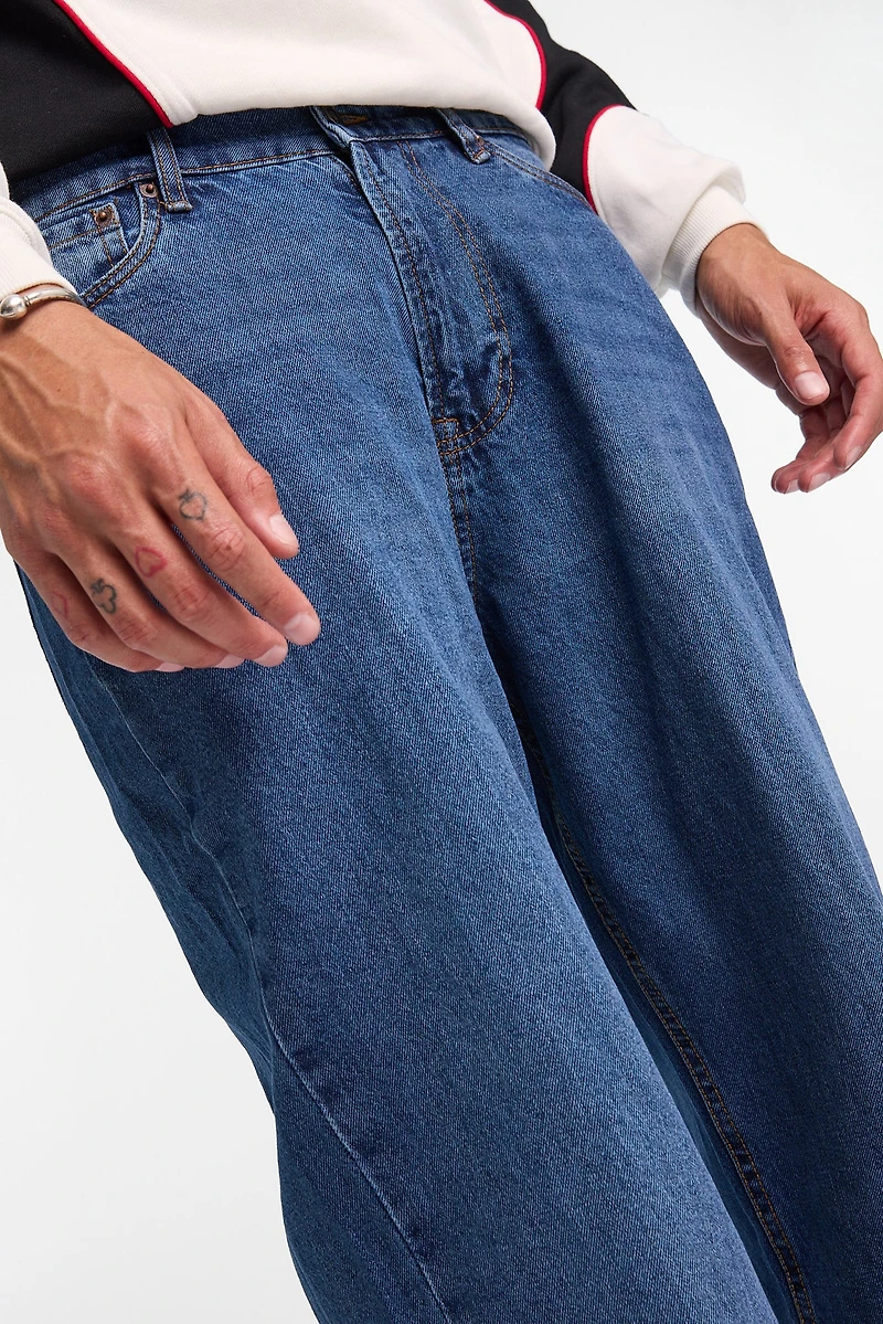 Mens Baggy Dark Stonewash Jeans