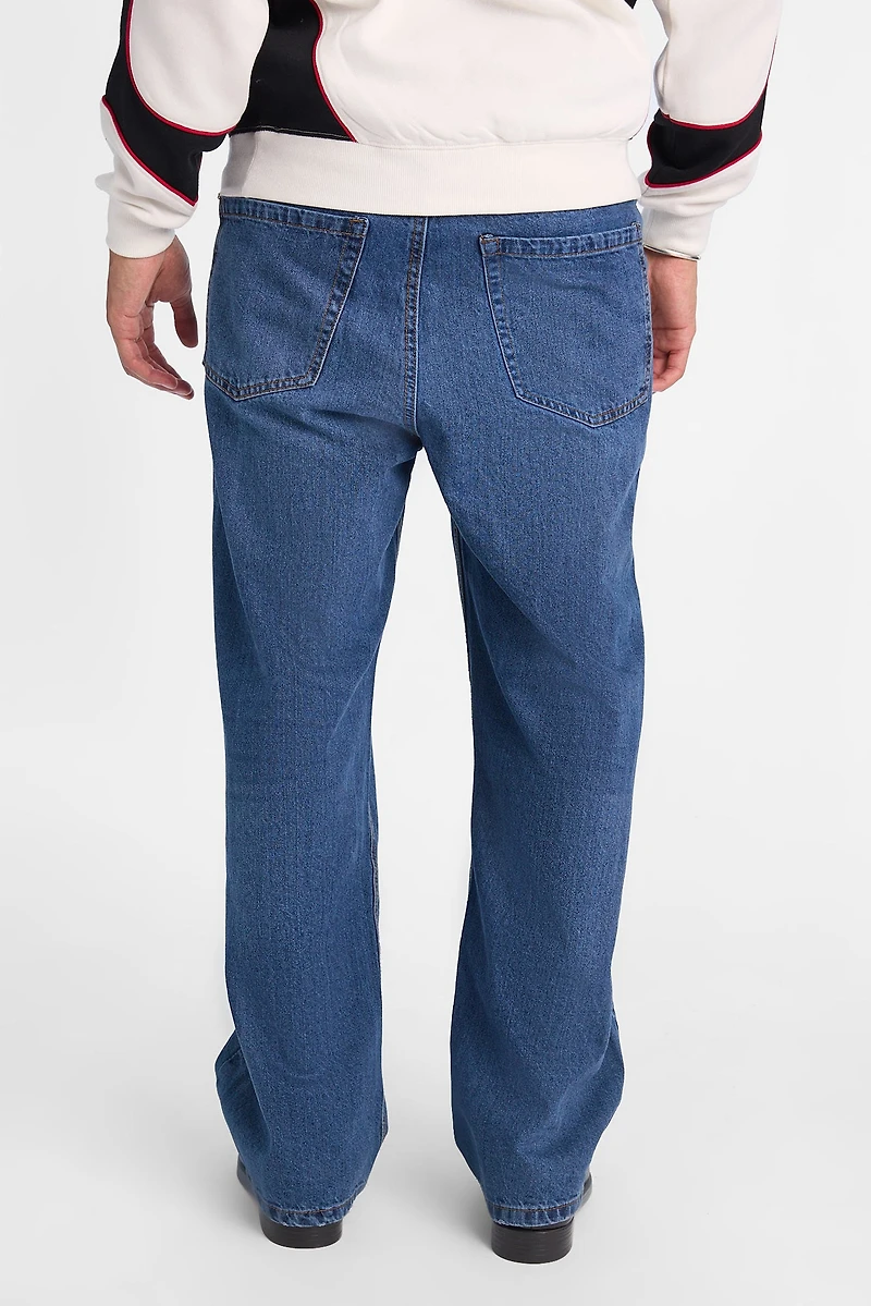 Mens Baggy Dark Stonewash Jeans