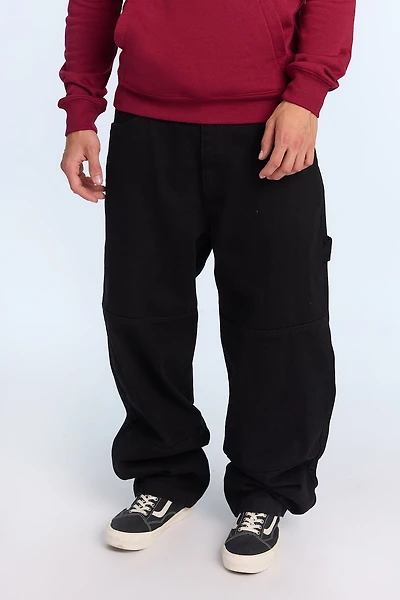 Mens Cut & Sew Black Carpenter Jeans