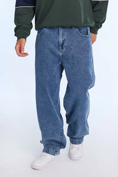 Jean coupe ample délavé moyen homme