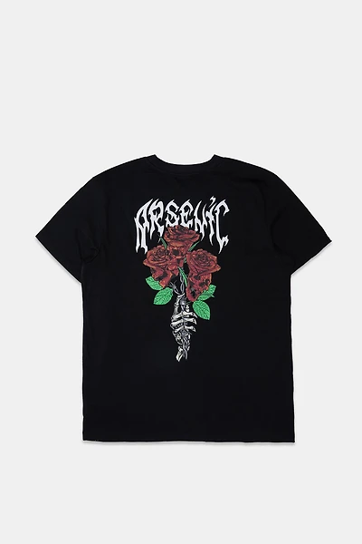 Arsenic Mens Rose Skulls Graphic T-Shirt