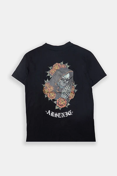 Arsenic Mens Skeleton & Roses Graphic T-Shirt