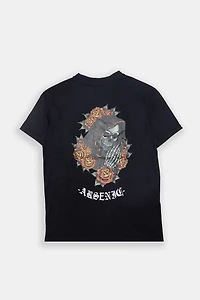 Arsenic Mens Skeleton & Roses Graphic T-Shirt