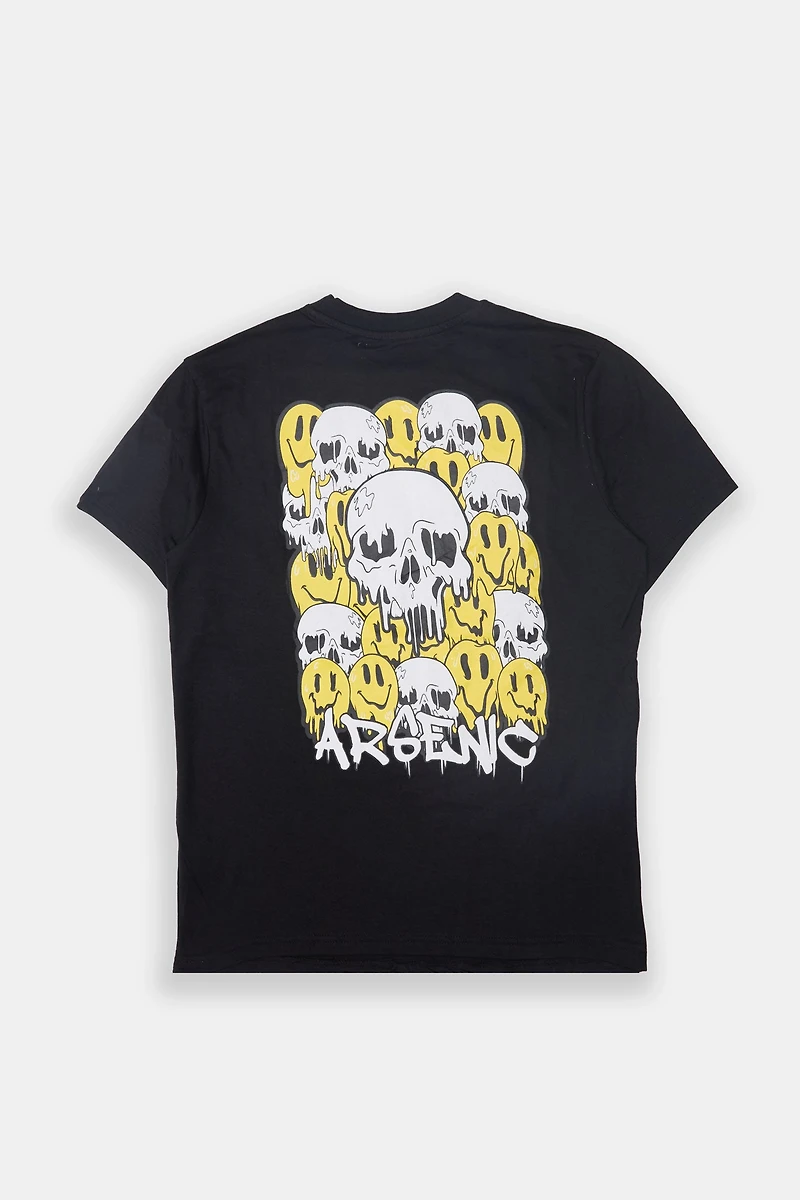 T-shirt imprimé crânes smileys Arsenic homme
