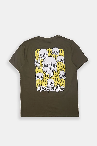 Arsenic Mens Smiley Skulls Graphic T-Shirt