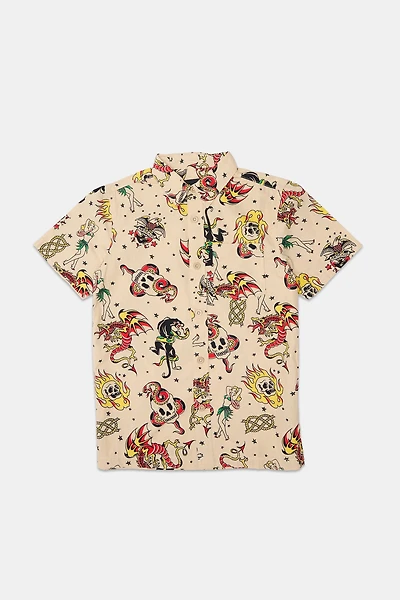 Arsenic Youth Allover Print Button-Up