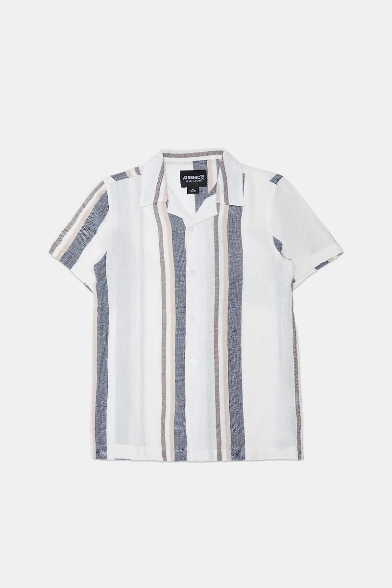 Arsenic Youth Striped Gauze Button-up