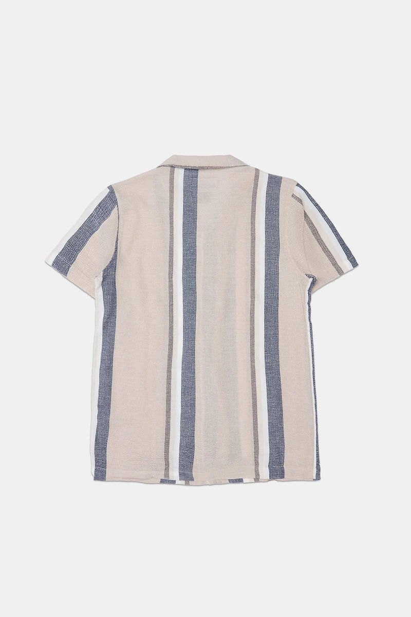 Arsenic Youth Striped Gauze Button-up