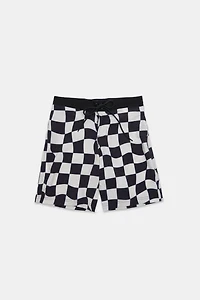 Short de plage 8" imprimé damier Arsenic junior