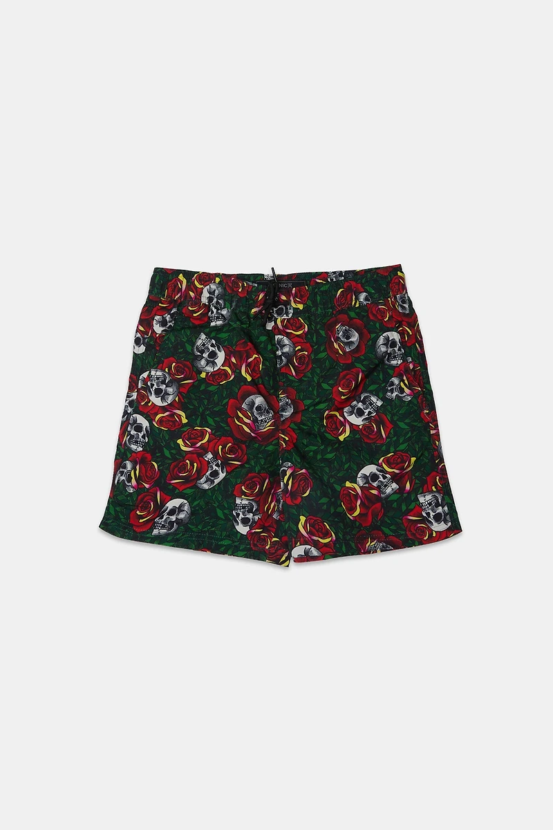 Arsenic Youth Skulls & Roses Beach Shorts