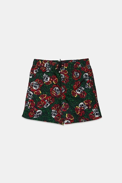 Arsenic Youth Skulls & Roses Beach Shorts