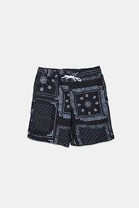 Arsenic Youth B&W Bandana Print Beach Shorts