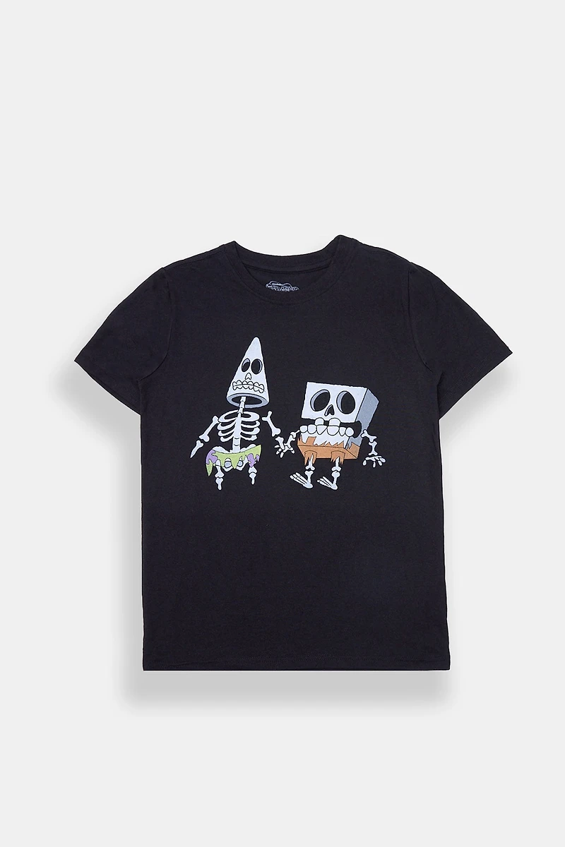 Youth Skeleton SpongeBob & Patrick Graphic T-Shirt