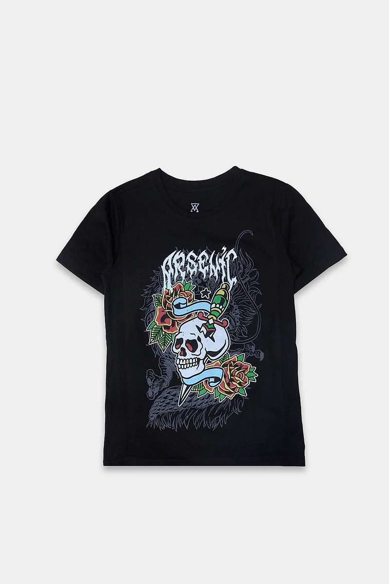 Arsenic Youth Skull Tattoo Graphic T-Shirt