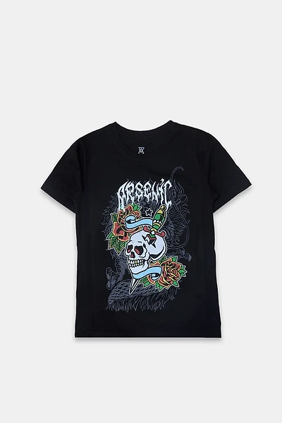 Arsenic Youth Skull Tattoo Graphic T-Shirt