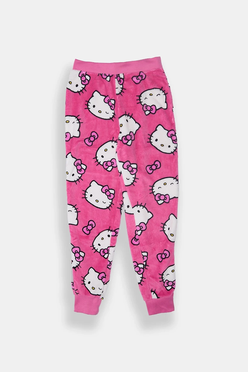 Girls Hello Kitty Bow Plush Pajama Pant