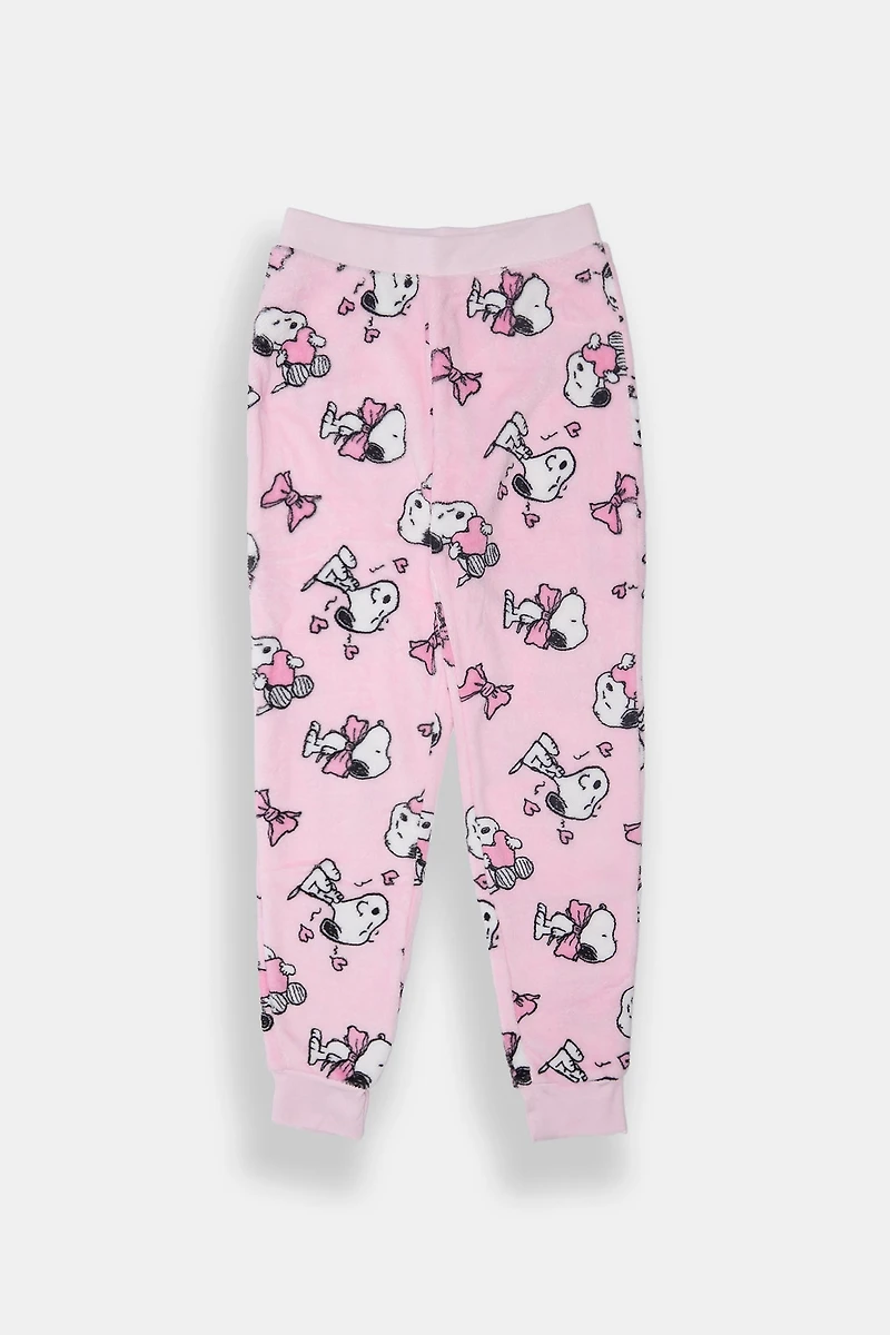 Pantalon de pyjama en peluche coeurs Snoopy fille