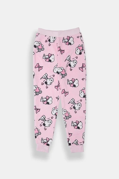 Pantalon de pyjama en peluche coeurs Snoopy fille