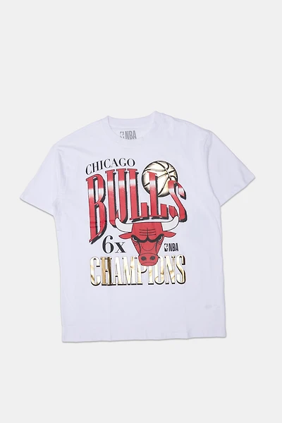 T-shirt coupe boyfriend imprimé Chicago Bulls femme