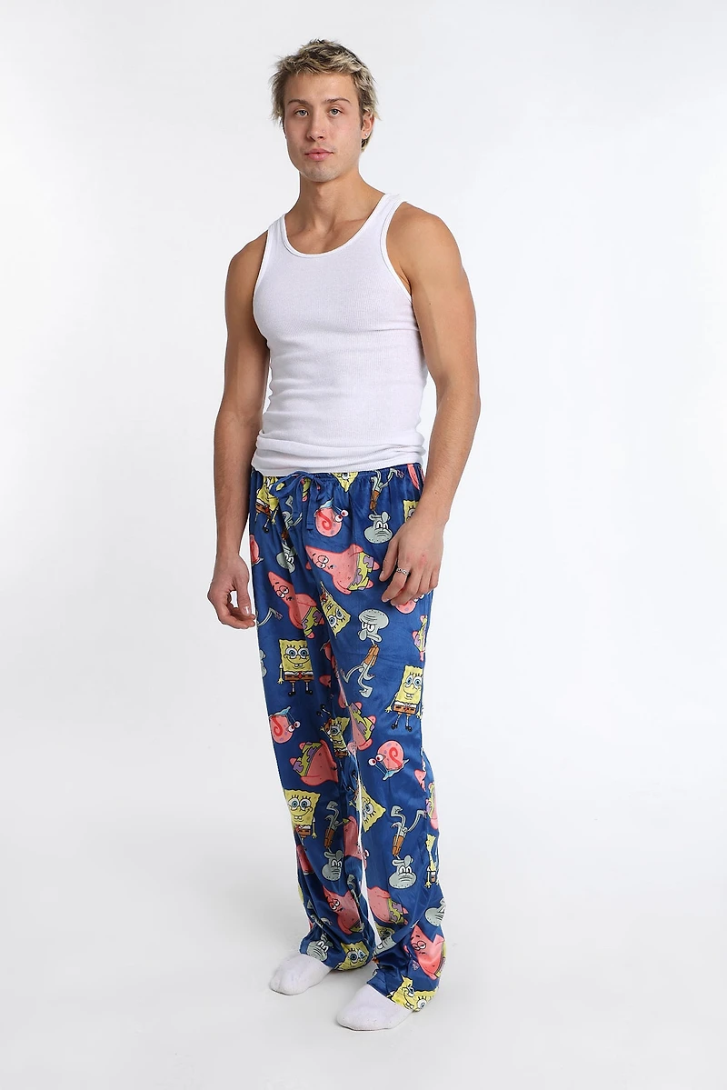 Pantalon pyjama en molleton soyeux imprimé Bob l'Éponge et Patrick