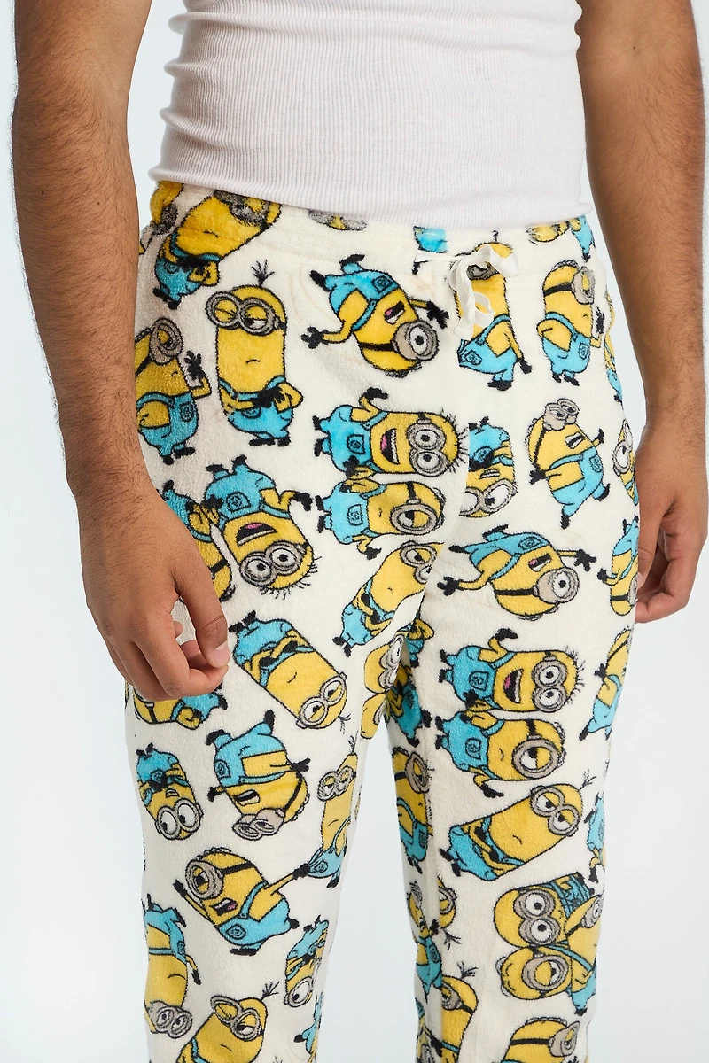 Mens Minions Plush Pajama Pant