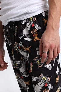 Pantalon pyjama en molleton soyeux imprimé Tom et Jerry