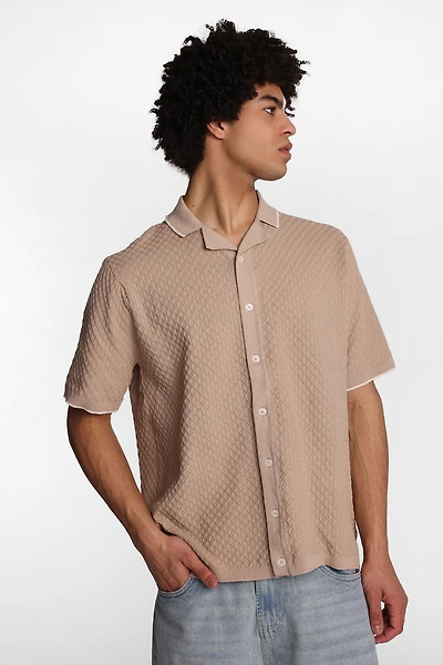 Chemise en tricot texturée boutonnée AERO