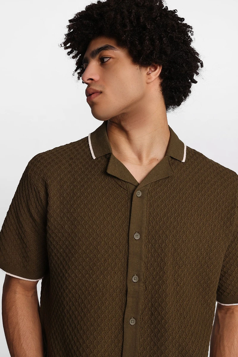 Chemise en tricot texturée boutonnée AERO