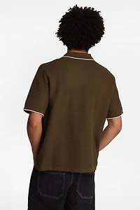 AERO Diamond Knit Short Sleeve Button-Up Shirt