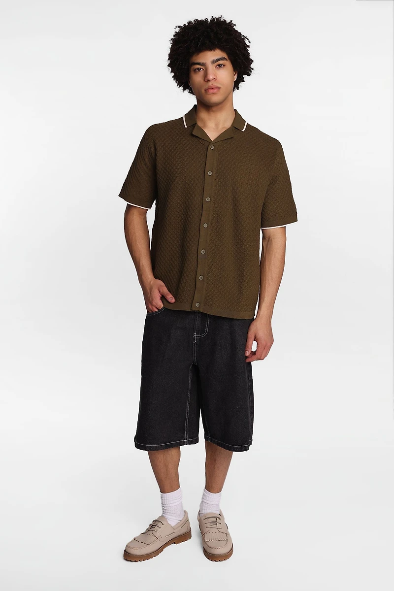 Chemise en tricot texturée boutonnée AERO