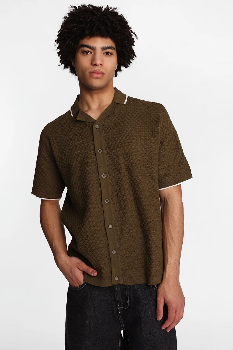 Chemise en tricot texturée boutonnée AERO