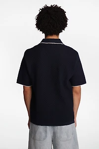 AERO Diamond Knit Short Sleeve Button-Up Shirt