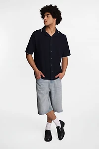 AERO Diamond Knit Short Sleeve Button-Up Shirt